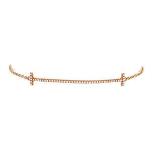 Tiffany & Co. Medium T Smile Chain Bracelet 18K Rose Gold with Diamonds